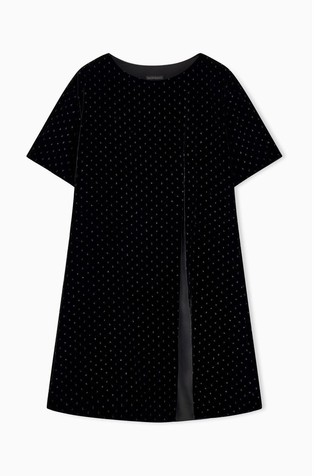 Short velvet dress with glitter polka dots