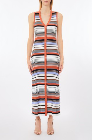 Long striped viscose-blend knit dress