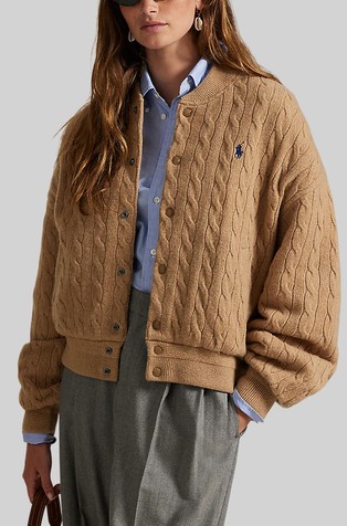 Pletena bomber jakna iz volne in kašmirja