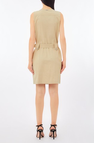 LIU JO Short cotton-blend dress Beige 2