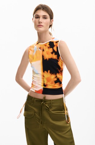 Majica brez rokavov s cvetličnimi vzorci