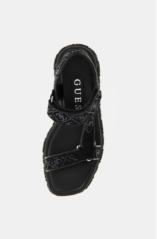 GUESS Lode 4G logo sandali z okrasnimi kamenčki Črna - Black 4