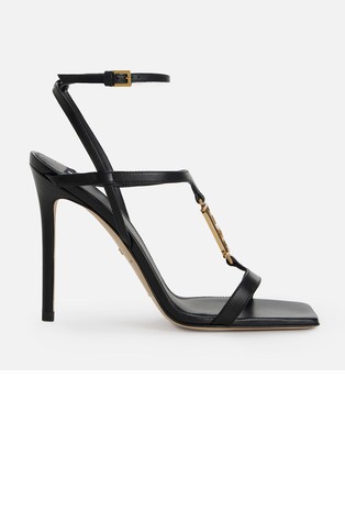 Leather sandal with logo detail