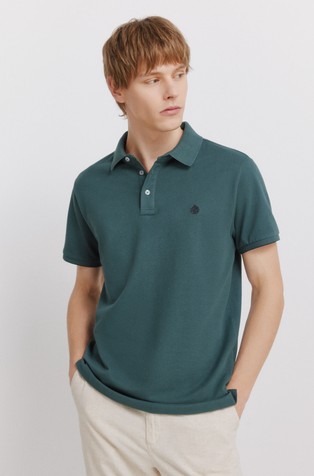 Slim fit bombažna polo majica s kontrastnim logotipom
