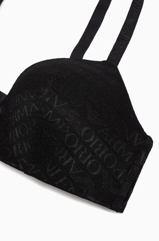 EMPORIO ARMANI ASV Iconic oblikovan triangel modrček z logo vzorcem Črna - Black 3