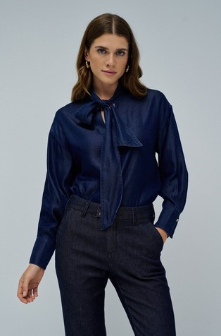 Lyocell blouse with bow