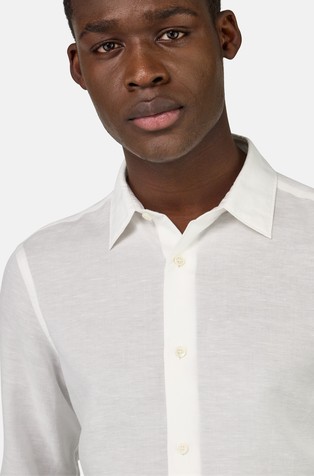 BOGGI MILANO Regular Fit Tencel Linen Shirt White 3
