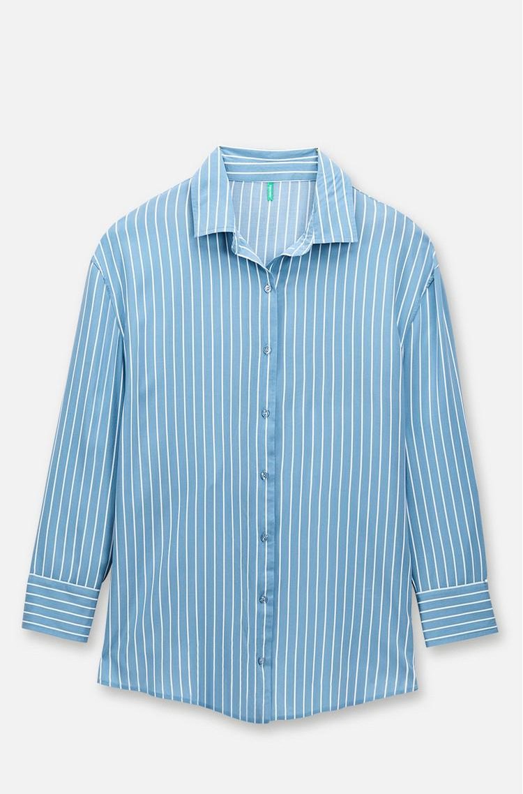 PALMERS Dreamy Stripes Nightwear shirt in viscose Blue 