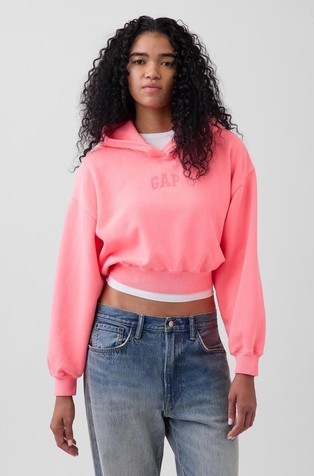 VintageSoft Oversized Crop Logo Hoodie