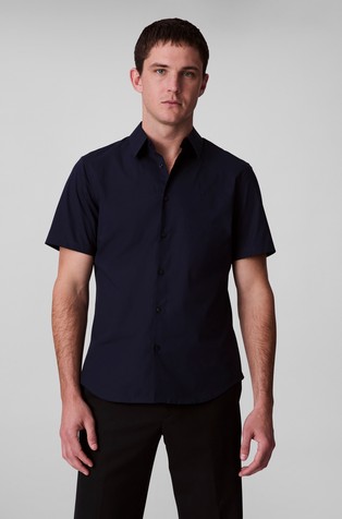 Slim fit short-sleeved shirt in stretch-cotton