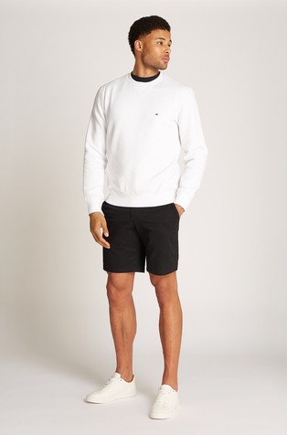 TOMMY HILFIGER Pulover iz bombažne mešanice s flisirano notranjostjo Bela - White 3