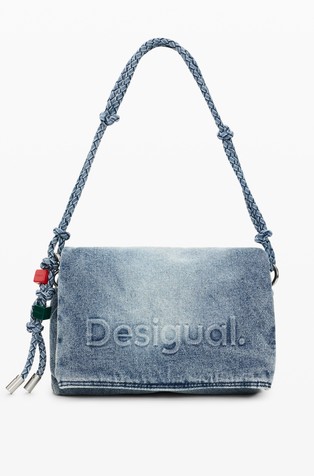 Medium denim bag with embossed logo
