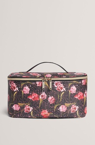 Večja kozmetična torbica s cvetličnim vzorcem