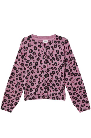 Viscose blend cardigan with leopard print