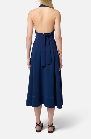 ELISABETTA FRANCHI Crêpe circle skirt with contrasting topstitching Ultramarine 2