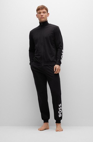 Stretch-cotton pyjama tracksuit with contrast logos