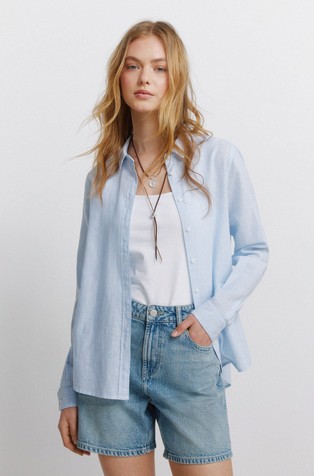 Regular fit linen blend shirt