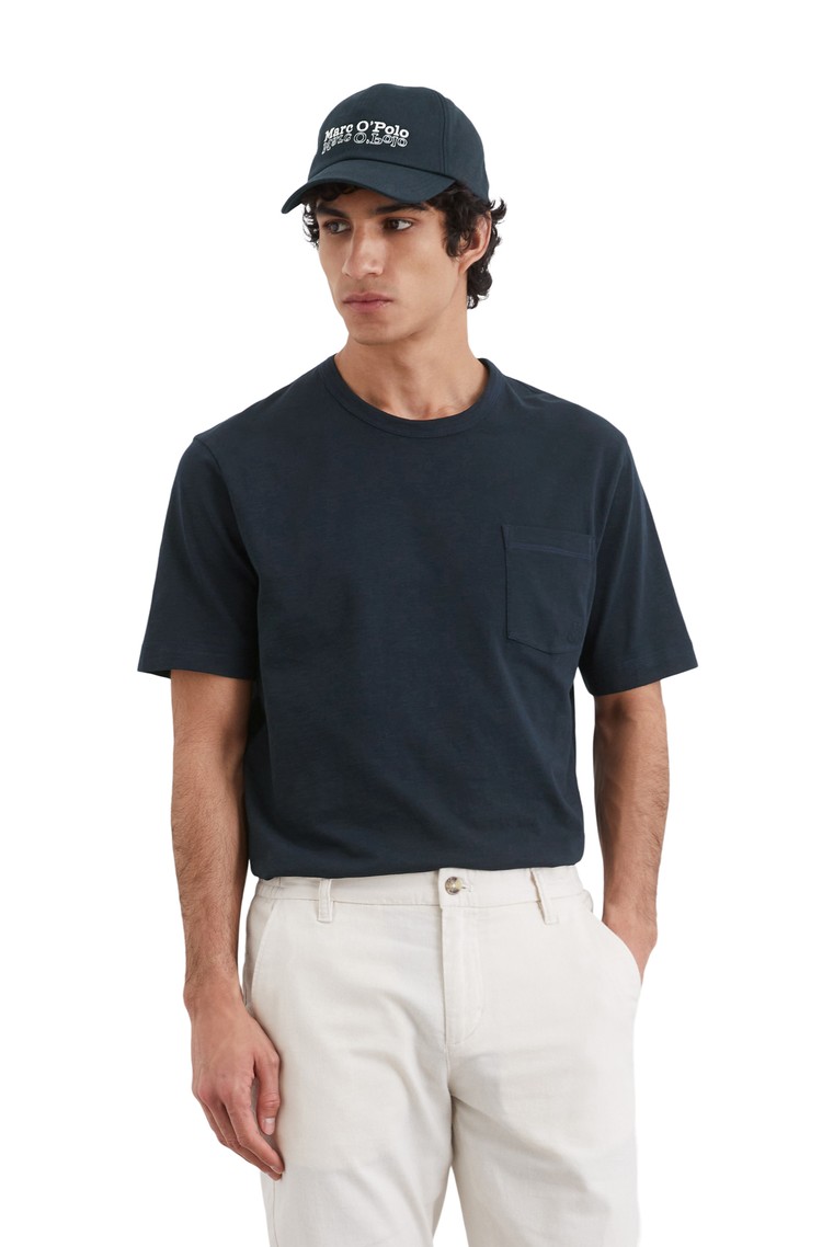 MARC O'POLO T-shirt made from soft slub jersey Dark Navy 