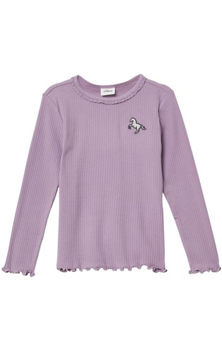 Rebrasta majica s čipkasto obrobo in vezenino