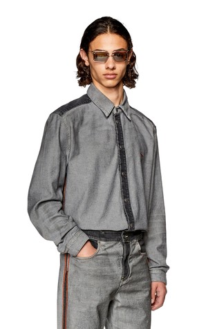 DIESEL Dvobarvna denim srajca Siva - Grey 4