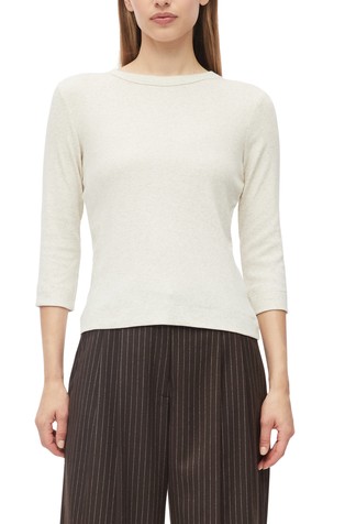 Slim fit rebrasta majica s 3/4 rokavi