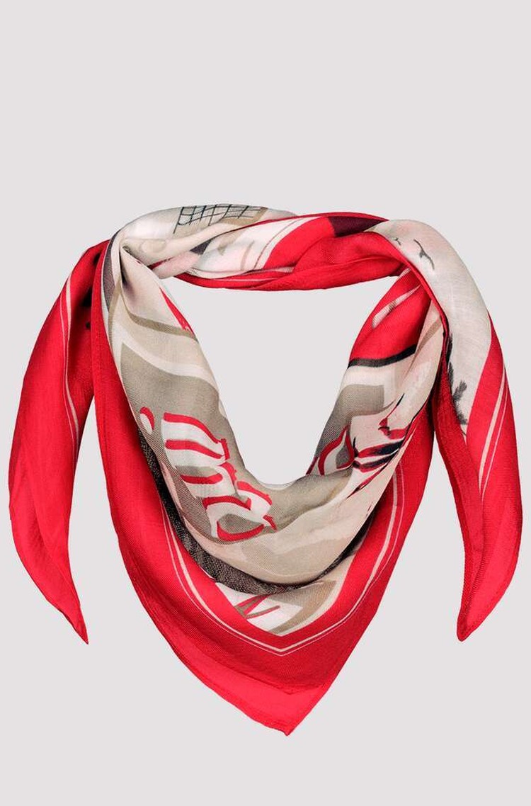 MONARI Scarf with polaroid print Red / Multi 