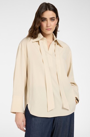 Tencel blend oversized shirt with scarf