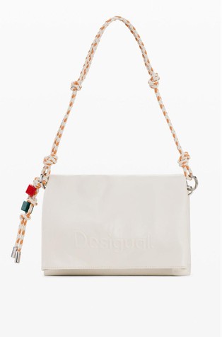 Faux-leather bag with braided handle