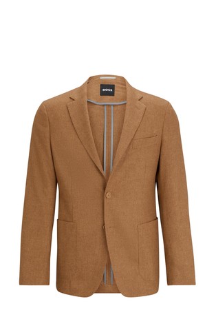 HUGO BOSS Slim-fit jacket in performance-stretch cloth Beige 6