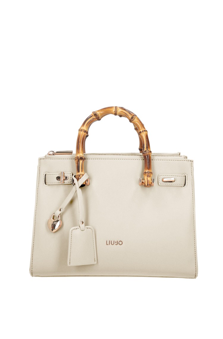 LIU JO Bag with bamboo-finish handles Off White 