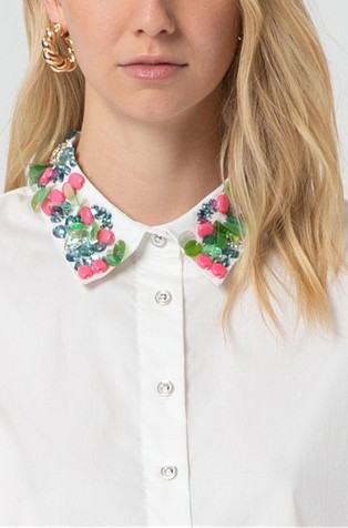 FRACOMINA Shirt cropped with colorfull stones White 4