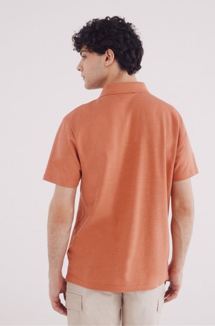 SPRINGFIELD Regular fit piké polo majica s kratkimi rokavi Oranžna - Orange 2
