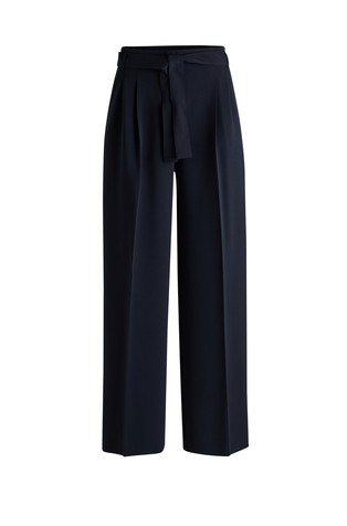 Relaxed-fit trousers with belt  in Japanese crepe