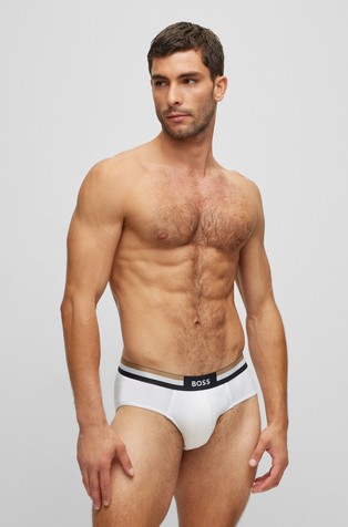 Cotton-blend briefs with logo and signature stripe
