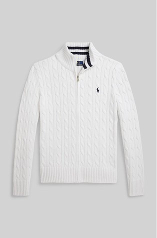 Cable-knit Cotton Full-zip Sweater