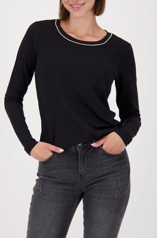 Majica z dolgimi rokavi in pletenim ovratnikom