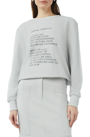 Sweatshirt with front print and mesh layer