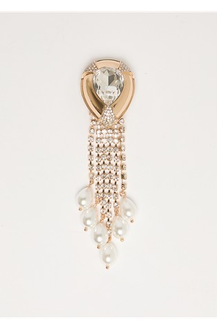 Brooch with pearls and crystal