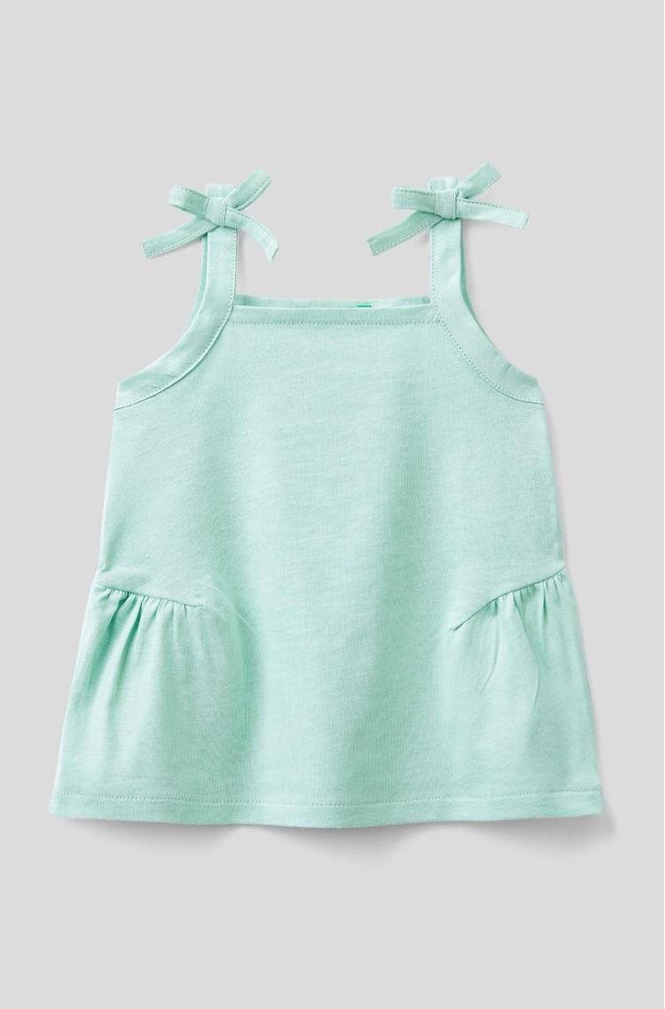 BENETTON Bombažna majica z naramnicami Zelena - Green 