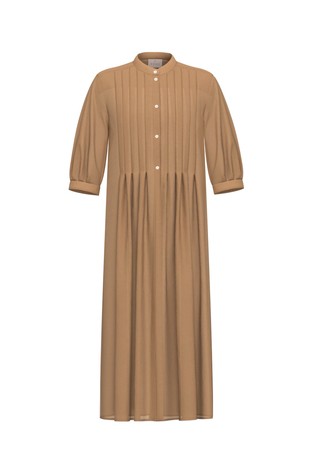 Midi obleka iz mešanice bombaža in svile