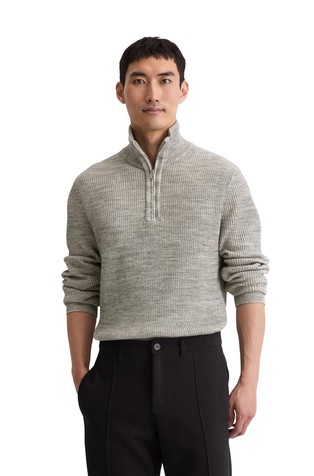 Pleten pulover z delno zadrgo iz bombažne mešanice