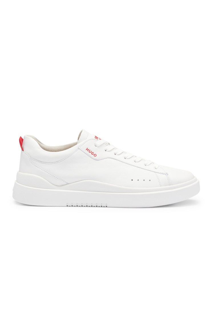 HUGO BOSS Leather trainers with branded quarter White 