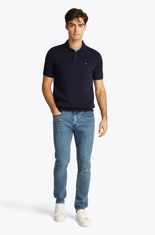TOMMY HILFIGER Regular fit pletena polo majica Modra - Dark Blue 3