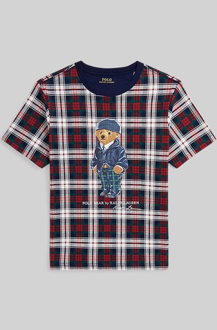 Polo Bear majica iz bombažnega jerseya s karo vzorcem