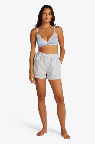 TOMMY HILFIGER Rebrast nepodložen triangel modrček s čipkasto obrobo Modra - Blue / White 3