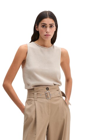 Pletena majica brez rokavov iz organskega bombaža in lana