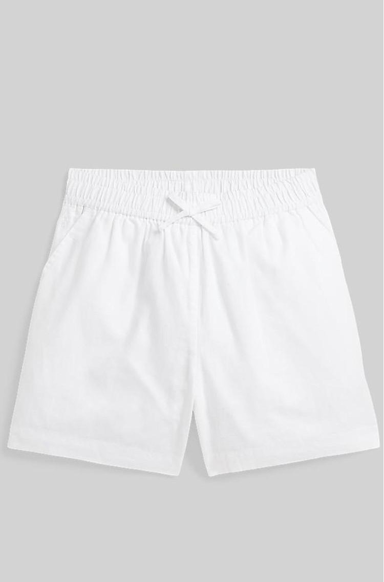 RALPH LAUREN Kratke hlače iz mešanice lana in bombaža Bela - White 