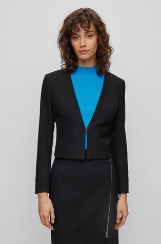 Slim-fit cropped jacket in viscose blend fabric
