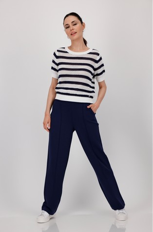 MONARI Striped knitted short-sleeved jumper White/Blue 5