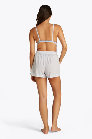 TOMMY HILFIGER Rebrast nepodložen triangel modrček s čipkasto obrobo Modra - Blue / White 2